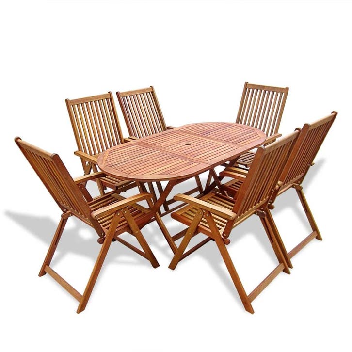 vidaXL 7-delige Tuinset massief acaciahout, Tuin en Terras, Tuinsets en Loungesets, Tuinset, Nieuw, Verzenden