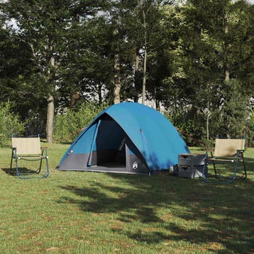 vidaXL Kamperen tent 2-persoons Blauw taft Waterdicht, Verzenden