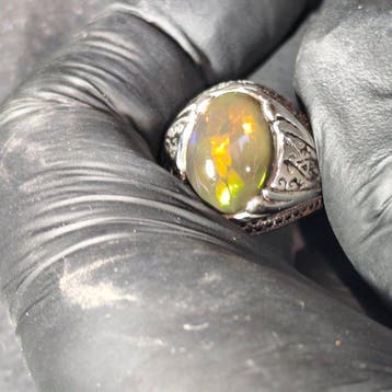 Bague chevalière argent s925 opale noire Stayish Bijoux-