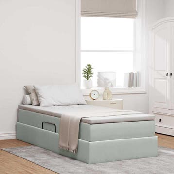 vidaXL Opbergbed met matras met opslag Lichtgrijs 90 x 200, Verzenden