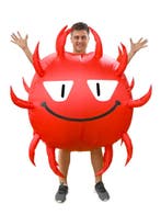 KIMU® Opblaas Kostuum Virus Opblaasbaar Pak Viruspak Mascott, Ophalen of Verzenden