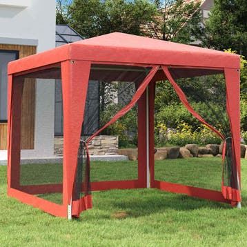 vidaXL Partytent met 4 mesh zijwanden 2,5x2,5 m HDPE rood, Tuin en Terras, Verzenden, Nieuw