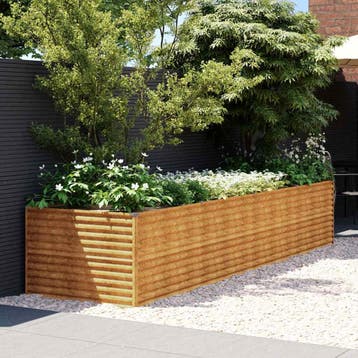 vidaXL Plantenbak verhoogd 386x100x69 cm cortenstaal, Verzenden, Nieuw