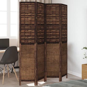 vidaXL Kamerscherm met 4 panelen massief paulowniahout, Verzenden, Nieuw