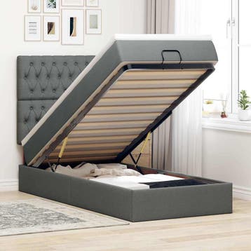 vidaXL Bed poef met matras en LEDs 90x200 cm stof, Verzenden, Nieuw