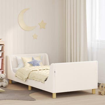 vidaXL Kinderen bedframe met hoofdboard Crèmekleurig 90 x, Verzenden, Nieuw