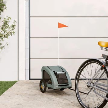 vidaXL Hondenfietstrailer oxford stof en ijzer grijs, Verzenden