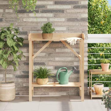 vidaXL Planttafel met plank Naturel 75 x 40 x 90 cm Massief, Tuin en Terras, Verzenden, Nieuw