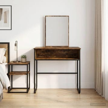 vidaXL Kaptafel met plank Gerookt eiken 81 x 40 x 131 cm, Verzenden, Nieuw