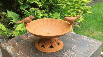 Antiek Vogelbad - IJzer - Stevige -vogeldrinkbak