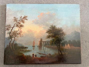Europese school (XVIII-XIX) - Landschap schilderij /, Antiek en Kunst