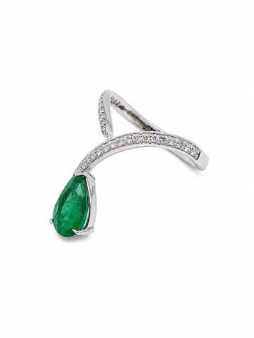 Ring - 14 karaat Witgoud - 1.79ct. tw. Smaragd - Diamant, Nieuw