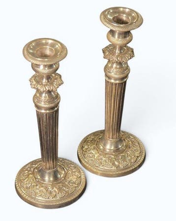 Kaarsenhouder (2) - Verguld messing - Empirestijl