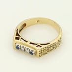 Bague - 18 carats Or jaune - Diamant - Saffier., Nieuw