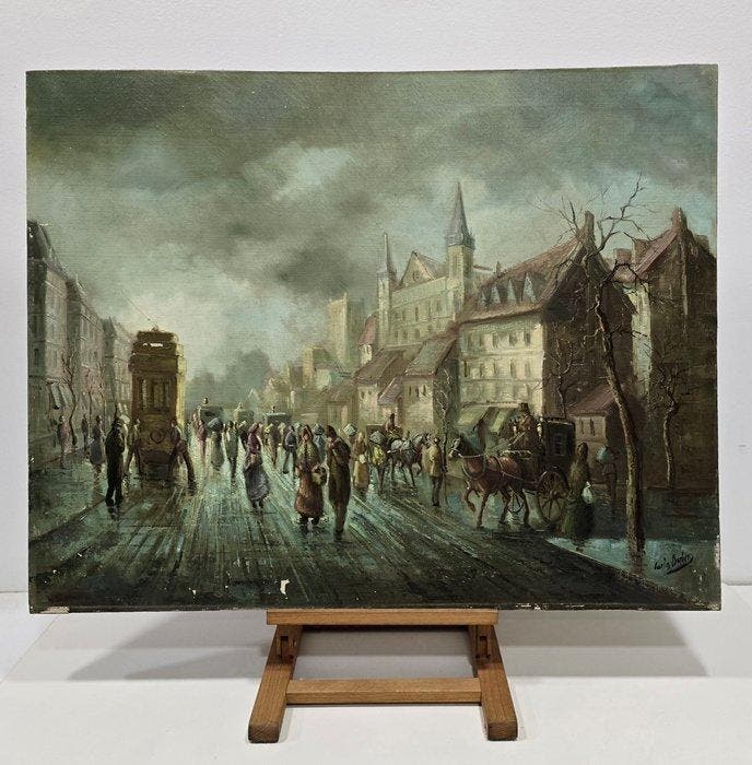 Carlos Barber (1944) - NO RESERVE - Escena parisina, Antiquités & Art, Art | Peinture | Classique