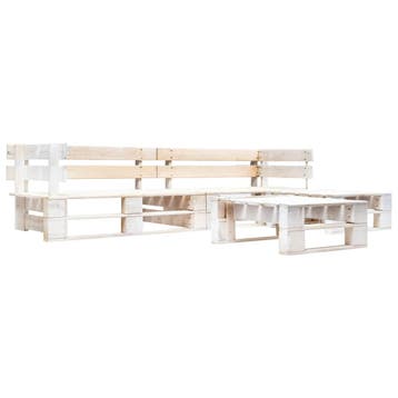 vidaXL 4-delige Loungeset pallet hout wit, Verzenden, Loungeset