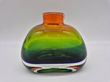 Schwere Glasvase in Sommerso - Vaas - Glas, Antiek en Kunst