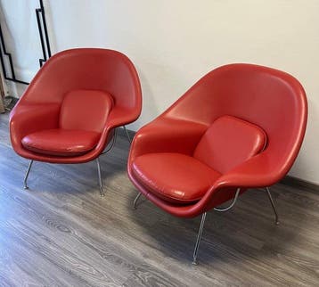 Knoll - Eero Saarinen - Fauteuil (2) - Chaise womb - Cuir,