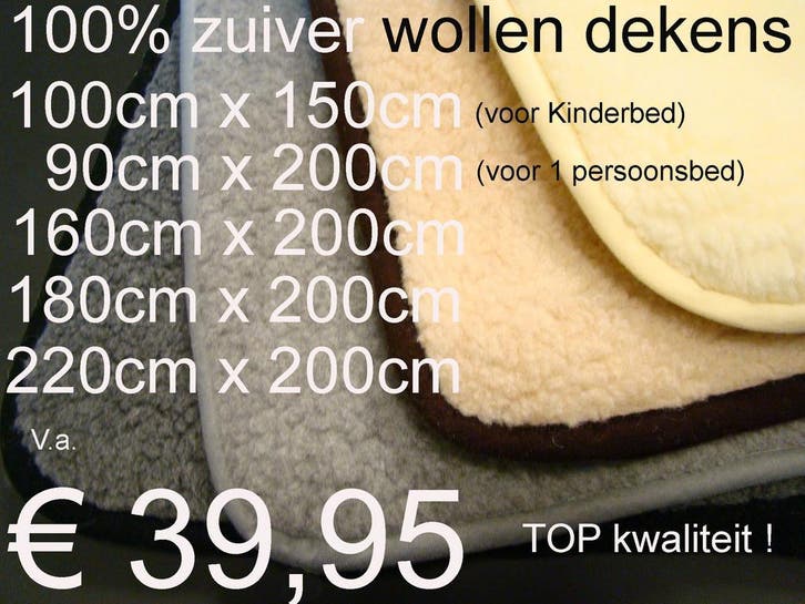 Wollen deken van 100% Merino wol Schapenwollen dekens €39,95, Huis en Inrichting, Woonaccessoires | Overige, Nieuw, Verzenden