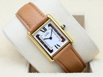 Cartier Tank Ref. 590005 Year 1990s (Box), Handtassen en Accessoires, Horloges | Heren, Overige merken, Leer, Polshorloge, Ophalen of Verzenden