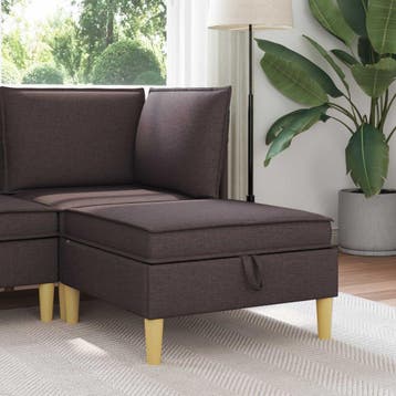 vidaXL Sofa Kruk met Opbergruimte Donkerbruin Stof, Verzenden, Nieuw