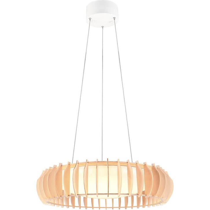 Stijlvolle Witte Stoffen LED Hanglamp - Dimbaar 40W LED Lamp, Maison & Meubles, Lampes | Suspensions, Envoi