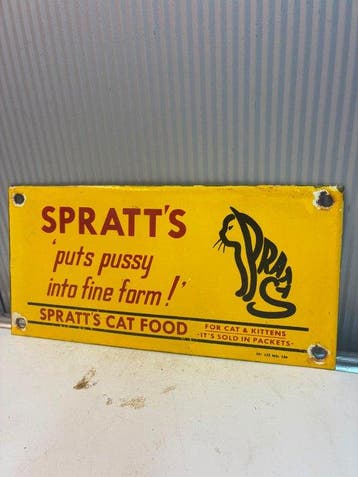Spratt’s Cat Food – Emaille Reclamebord – Kattenvoer –