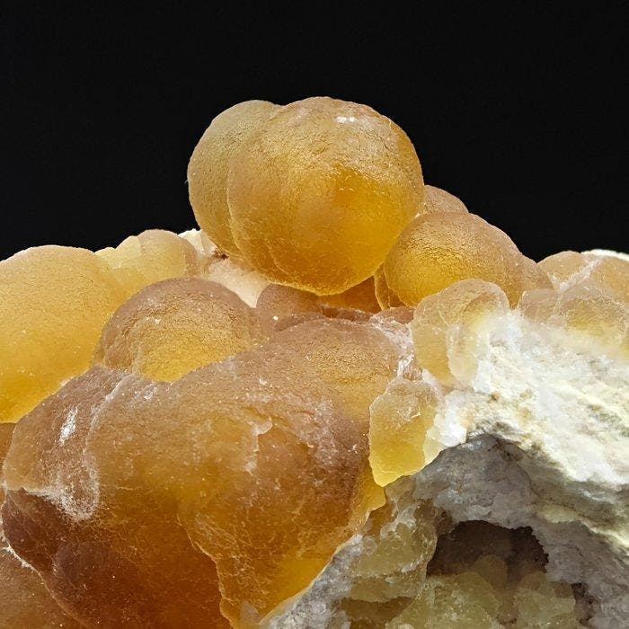 Gele sferische fluoriet op kwarts, zeldzaam, China, Collections, Minéraux & Fossiles