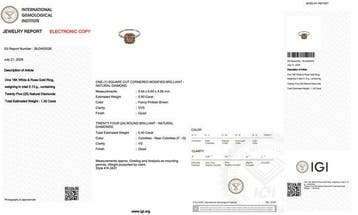 Ring - 18 karaat Witgoud, Roségoud - 1.30ct. tw. Bruin, Nieuw