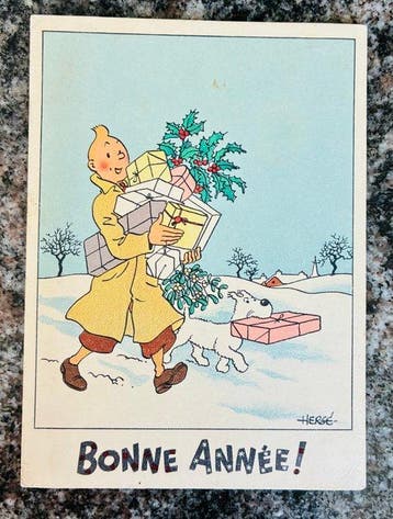 Tintin - 1 Carte neige - Tintin cadeaux - 1942