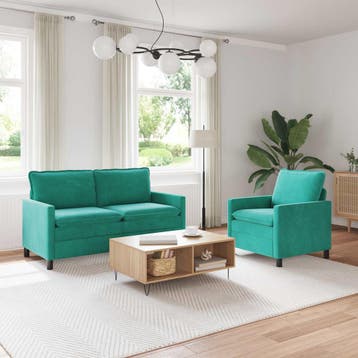 vidaXL bank / zetelstel 2 st Turquoise Fluweel, Verzenden