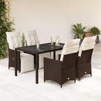 vidaXL 5-delige Bistroset met kussens poly rattan bruin, Verzenden