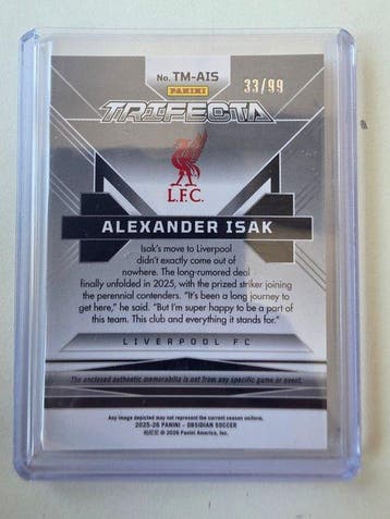 2025/26 Panini Obsidian Alexander Isak TM-AIS /99, Nieuw