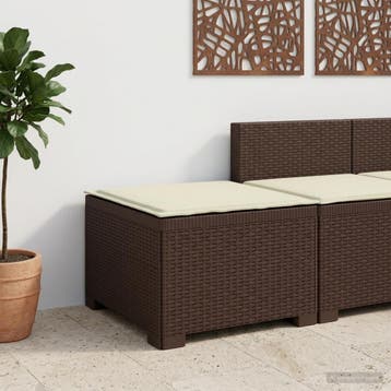 vidaXL Eén-zits Tuin Sofa met Kussen Rieten Look PP Bruin, Verzenden, Nieuw