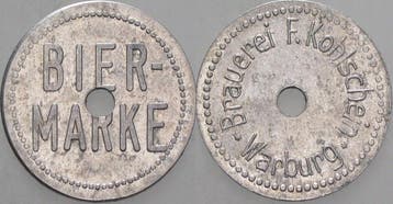 Alu Biermarke ohne Jahr Warburg Brauerei F Kohlschein, Verzenden