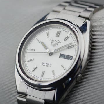 Seiko - 5 Automatic White Dial - Zonder minimumprijs -