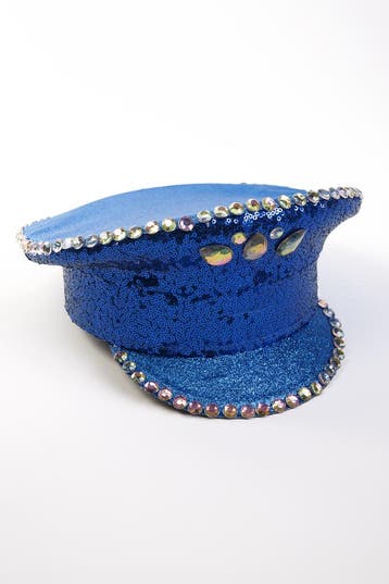 KIMU® Pet Blauwe Kapiteinspet 59 Diamanten Blauw Glitter Gli, Ophalen of Verzenden, Nieuw