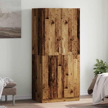 vidaXL Kledingkast 90x52x200 cm bewerkt hout oud houtkleurig, Huis en Inrichting, Verzenden, Nieuw