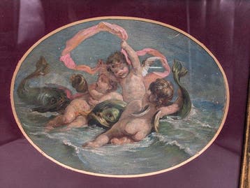Scuola Italiana (XIX), Monogrammato AC - Gioco di putti e, Antiek en Kunst