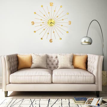 vidaXL Wandklok 70 cm metaal goudkleurig, Verzenden