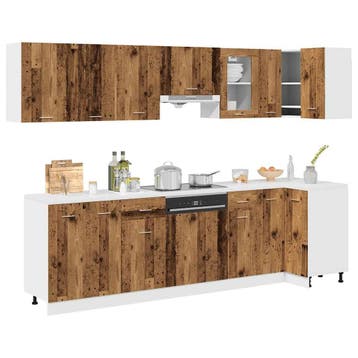 vidaXL 11-delige Keukenkastenset Lyon bewerkt hout oud, Verzenden, Nieuw