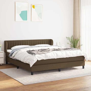vidaXL Boxspring met matras stof donkerbruin 160x200 cm, Verzenden