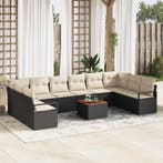 vidaXL Tuinbank Set met opslag 11 pcs Zwart en Crème poly, Verzenden