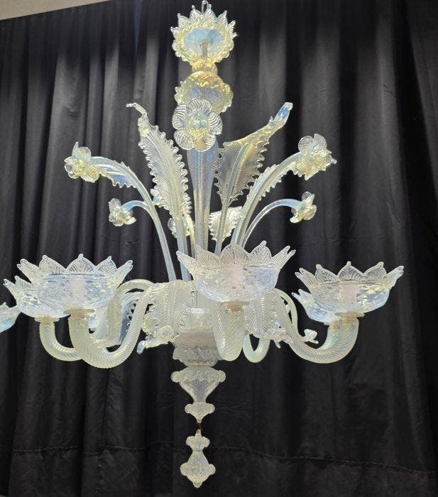 Kroonluchter (2) - Opalini - Muranoglas - 8 lampen, Antiquités & Art, Antiquités | Éclairage