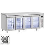 Koelwerkbank | 475L | 4 Glasdeuren | 0°C/+10°C  | Voor, Verzenden, Nieuw in verpakking