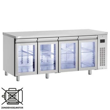 Koelwerkbank | 475L | 4 Glasdeuren | 0°C/+10°C  | Voor, Verzenden, Nieuw in verpakking