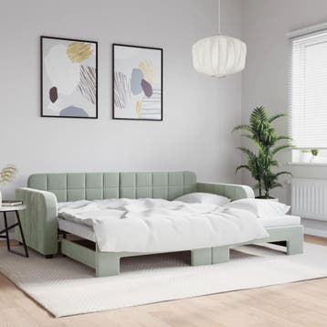 vidaXL Slaapbank met onderschuifbed 90x200 cm fluweel, Verzenden, Nieuw