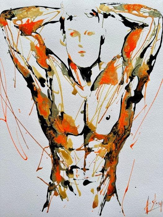 amandyne steropês - Lignes de désir, Antiek en Kunst, Kunst | Schilderijen | Modern