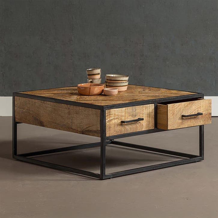 Salontafel Mangohout Gwenn 80x80 cm, Maison & Meubles, Tables | Tables de salon, Envoi