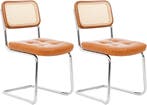 Eetkamerstoelen - Set van 2 - Metaal / Rotan - Bruin, Huis en Inrichting, Verzenden, Nieuw
